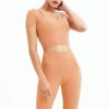 Women's Workout Sportswear Seamless Yoga Set Sport Suit Two Piece Female Clothes Gym Clothing High Waist Leggings(E,M)