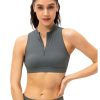 2 Pieces Zipper Yoga Suits Fitness Paded Crop Tank Top Tennis Multi Pocket Leggings Golf Sets