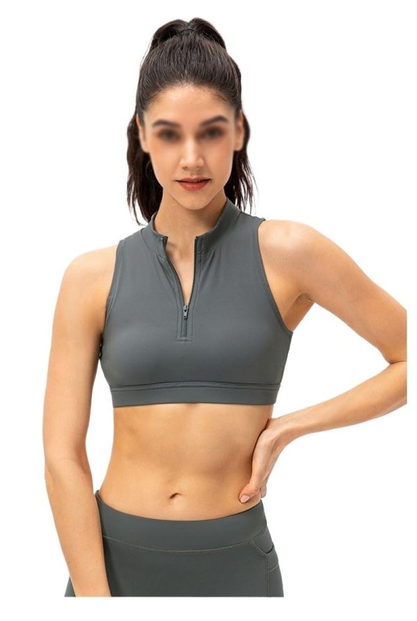 2 Pieces Zipper Yoga Suits Fitness Paded Crop Tank Top Tennis Multi Pocket Leggings Golf Sets