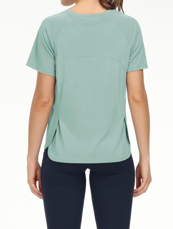 Women's Short Sleeve Workout Shirts Breathable Yoga T-Shirts with Side Slits Athletic Tee Tops