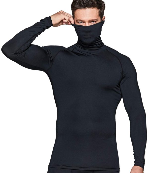 Men's UPF 50+ Mock Long Sleeve Compression Shirts, Athletic Workout Shirt, Base Layer for Water Sports