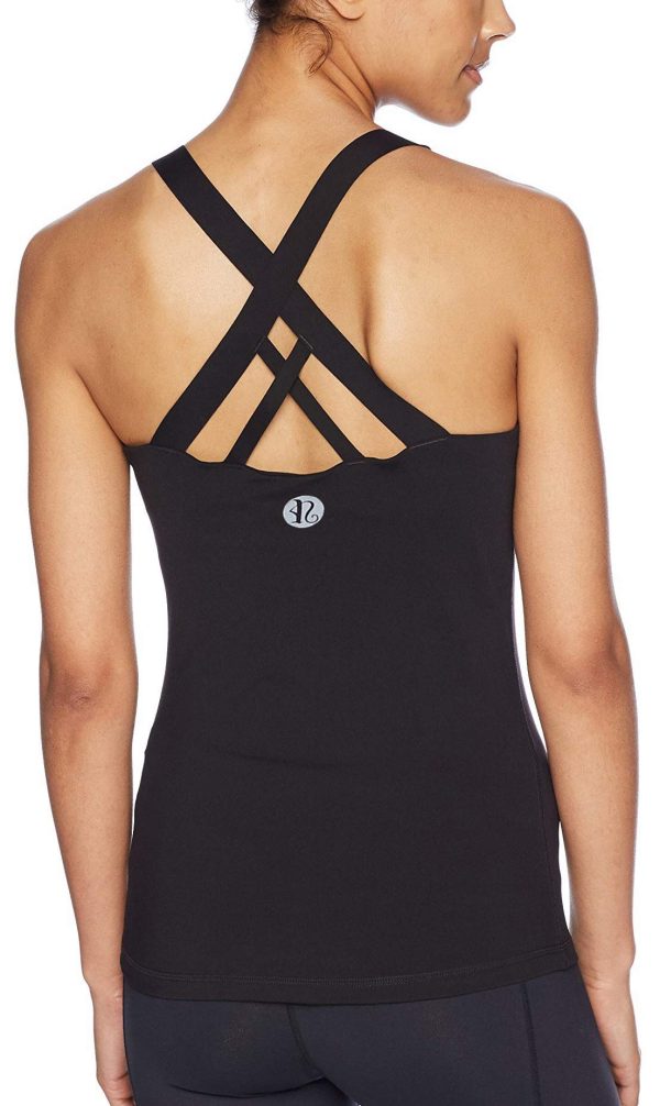 Sports Bra for Women, Criss-Cross Back Padded Strappy Sports Bras Medium Support Yoga Bra with Removable Cups
