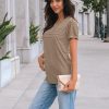 Women's Short Sleeve Shirts Dressy Lace Summer Tops 2025 Spring Trendy Casual T-Shirts Cute Work Outfits Blouses
