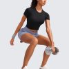 Seamless Womens Short Sleeve Crop Tops Breathable Slim Fit Gym Workout Shirts Athletic Running Basic Tee Top