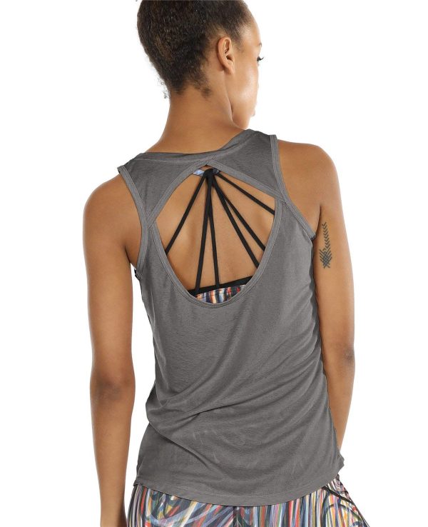 Women's Lightweight Breathable Open Back Workout Athletic Yoga Tank Tops
