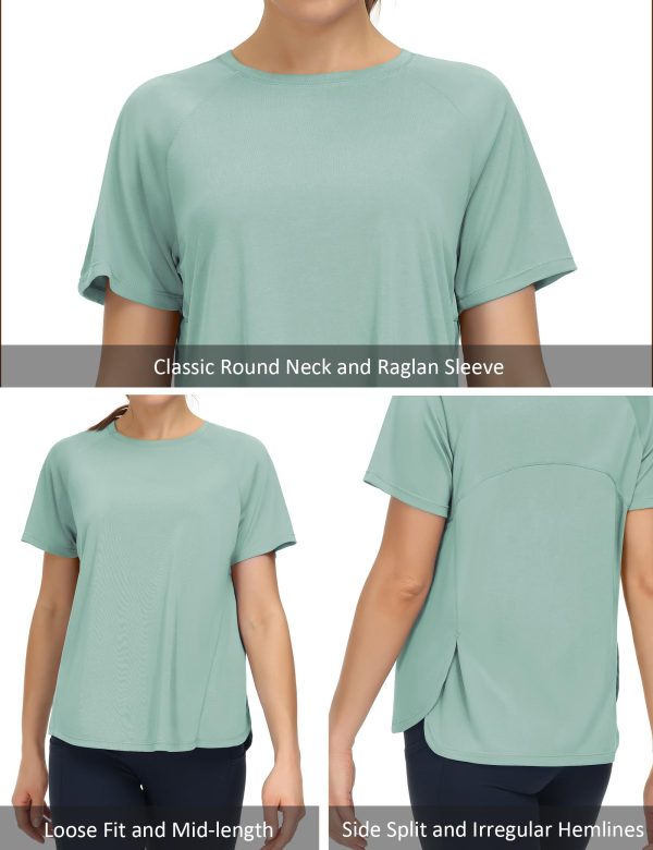 Women's Short Sleeve Workout Shirts Breathable Yoga T-Shirts with Side Slits Athletic Tee Tops