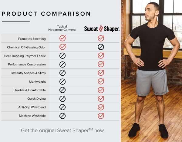Men's Sauna Suit Shirt Athletic Tee, Short Sleeve Compression T-Shirt, Performance Baselayer Workout Shirt