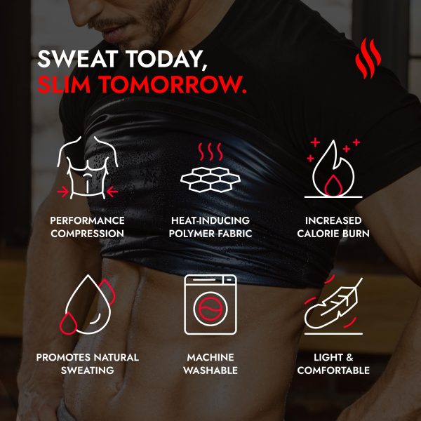 Men's Sauna Suit Shirt Athletic Tee, Short Sleeve Compression T-Shirt, Performance Baselayer Workout Shirt